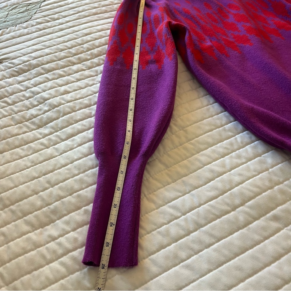 Ann Taylor Fair Isle Purple and Red Women's Turtleneck Sweater Size S - Picture 6 of 6